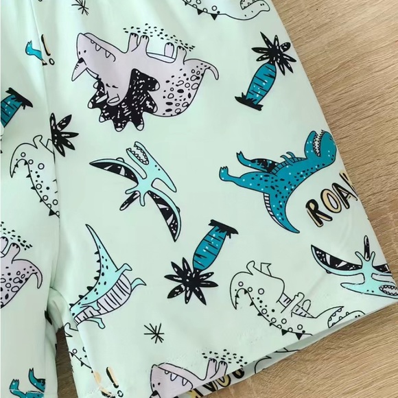 Dinosaur Full Body Print T-shirt & Short Set. Cool Outfit for Boys in Summer - Picture 6 of 6